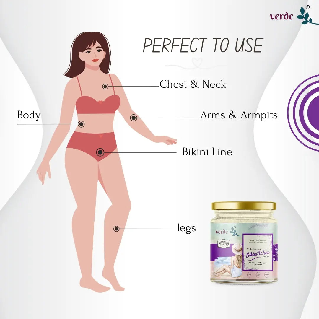 Bikini Wax Powder for Intimate Area - White Chocolate | Painless & Instant - All Skin Type