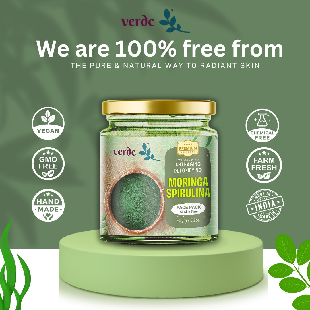 Moringa Spirulina Face Pack Powder For Anti-aging & Detoxifying For Men & Women -100 Gm My Store