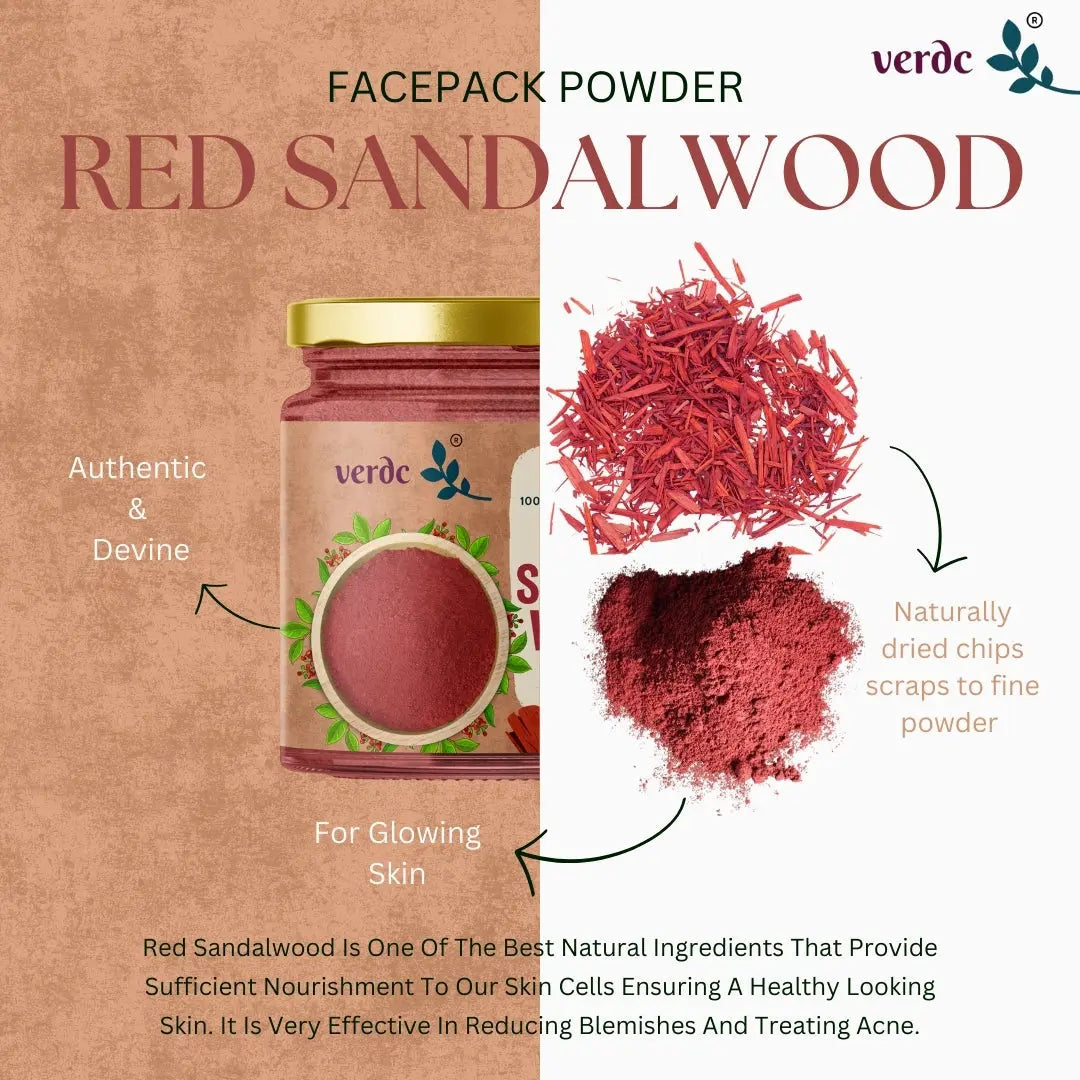 Pure & Natural Red Sandalwood Face Pack Powder | Premium Forest Grade