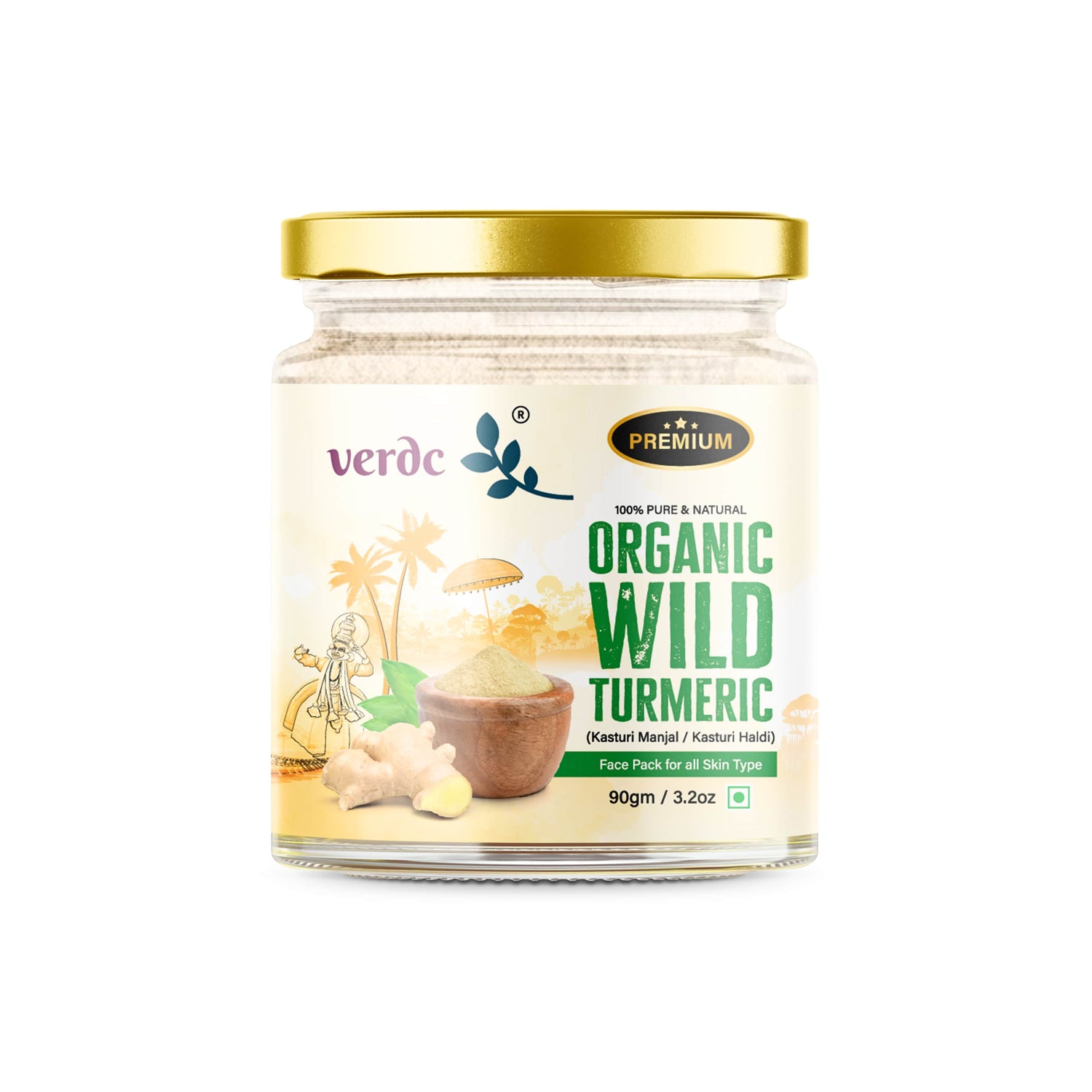 Organic Kasturi Manjal (White) 100% Natural Face Pack Powder For Glowing Skin & De-Tanning - 90 Gm My Store